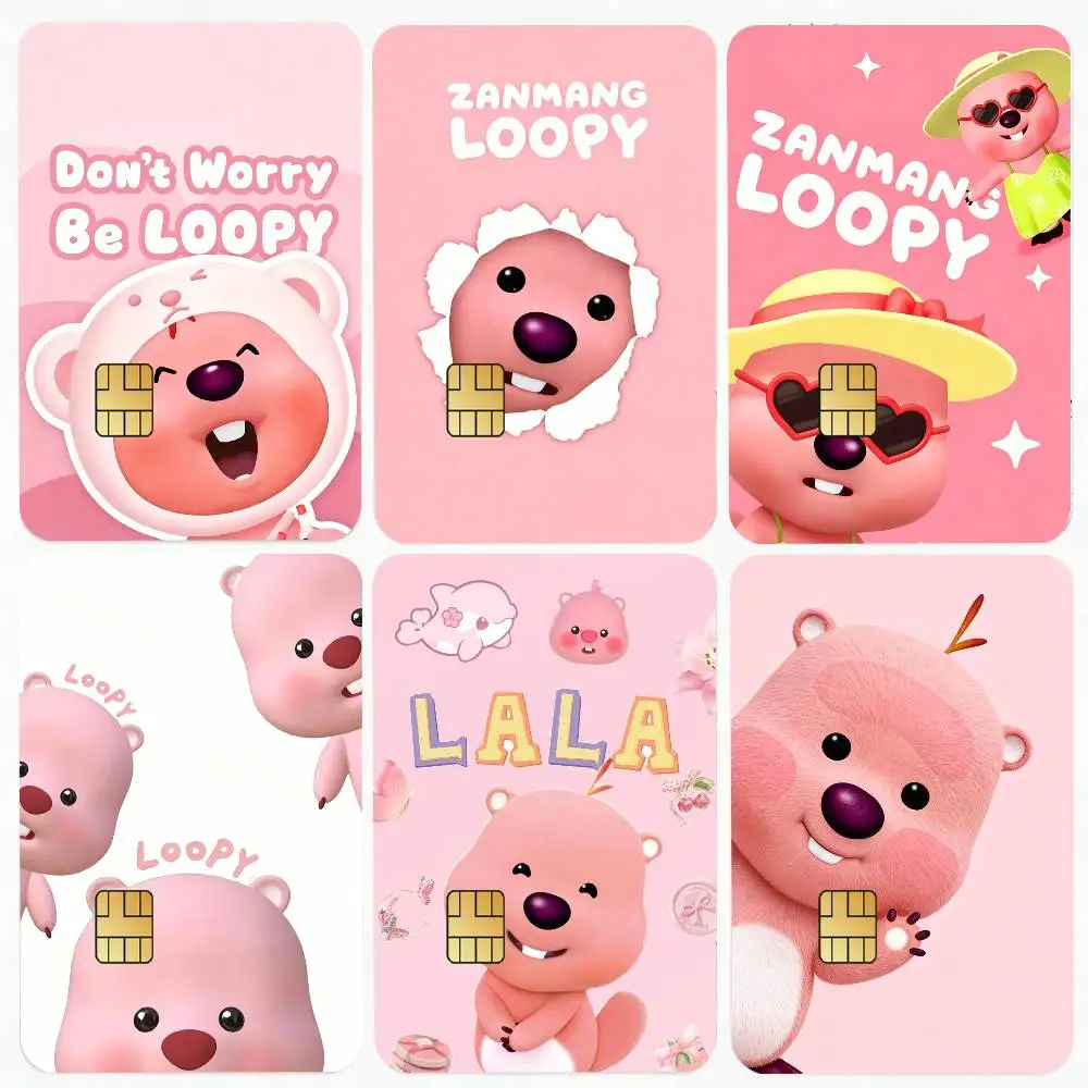 Cartoon L-LoOpY Card Stickers for Bank Access Protective Waterproof Film Cover Sticker Surprise Gift