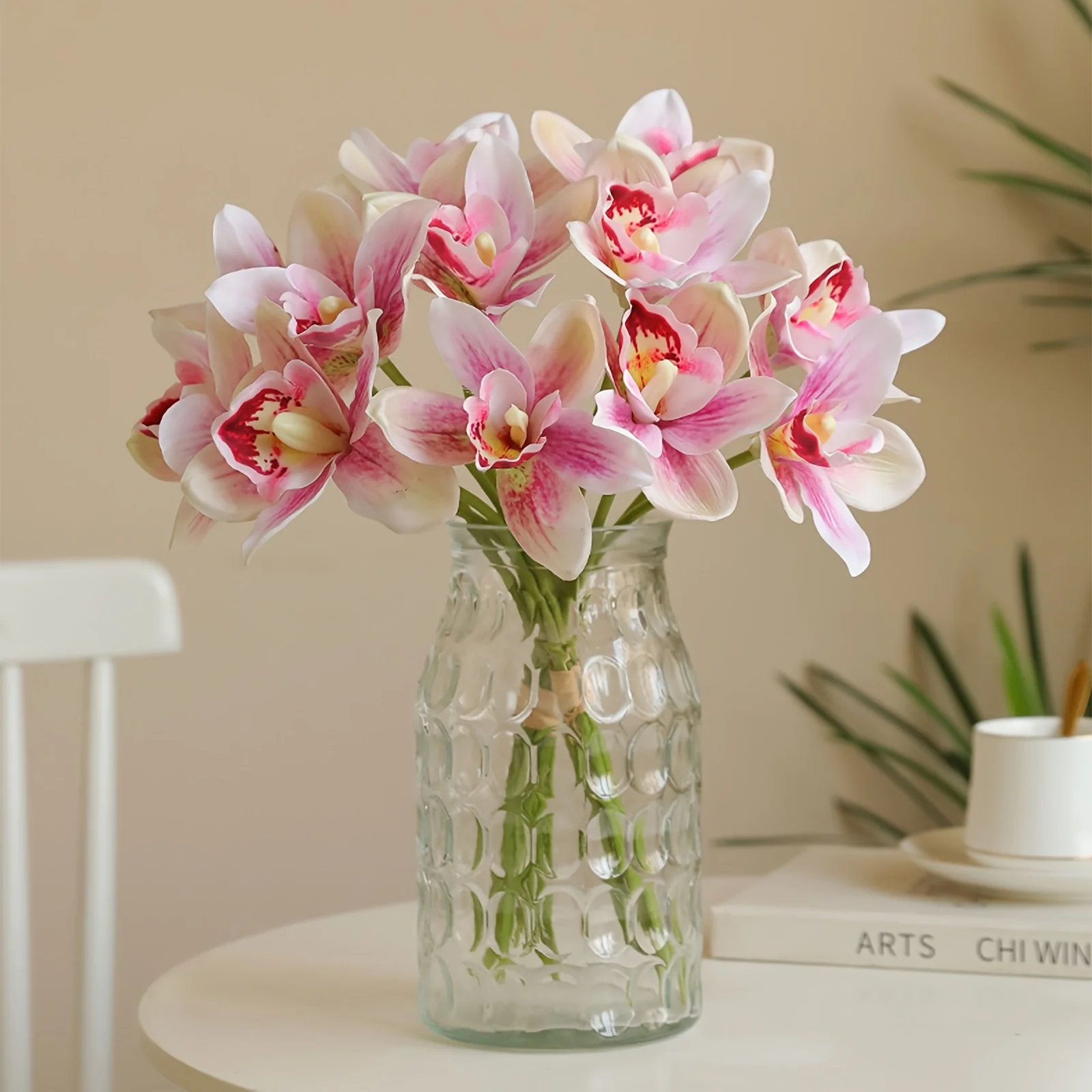 6 Stück elegante künstliche Orchideensträuße – realistische Cymbidiumblumen für Innen- und Außendekoration, perfekt für Hochzeiten – Detail 2