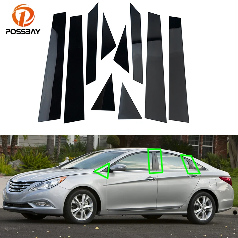 

For Hyundai Sonata 2011 2012-2014 Car Glossy Piano Black Pillar Posts Door Trim Decal Cover Accessories سوناتا سوناتا هونداي