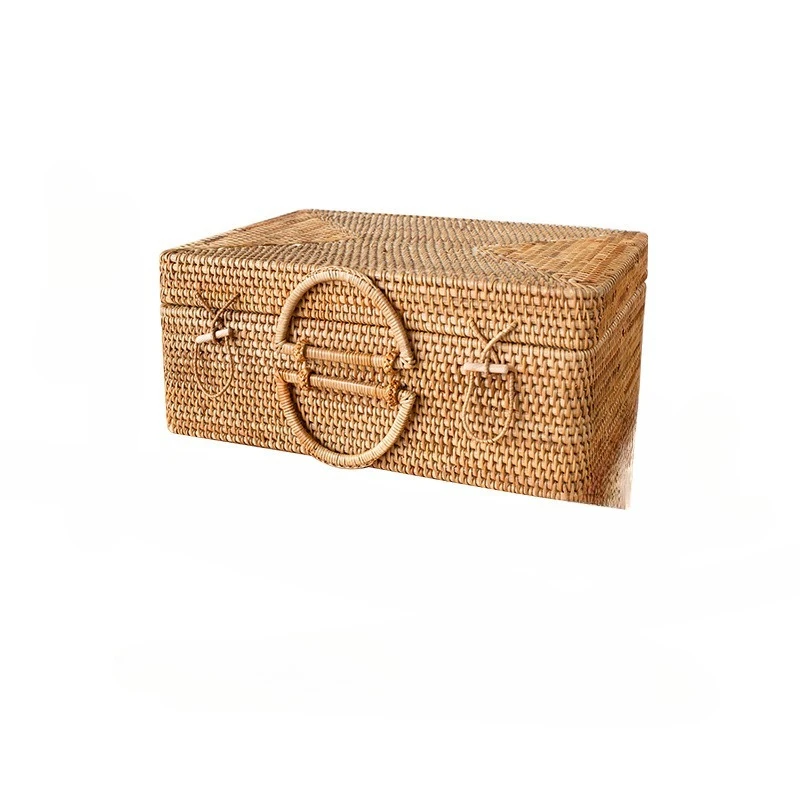 

Retro literary nostalgia, large, rattan handle picnic trip, storage box