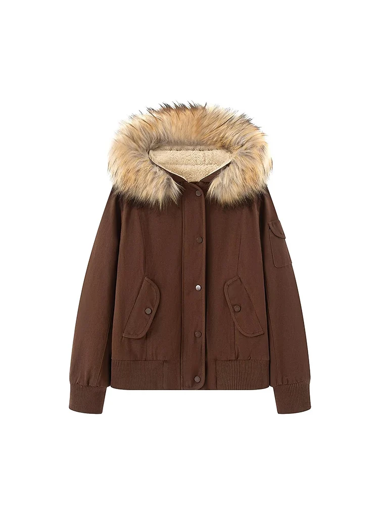 

European and American style autumn and winter new women's clothing American trend detachable fur collar short coat