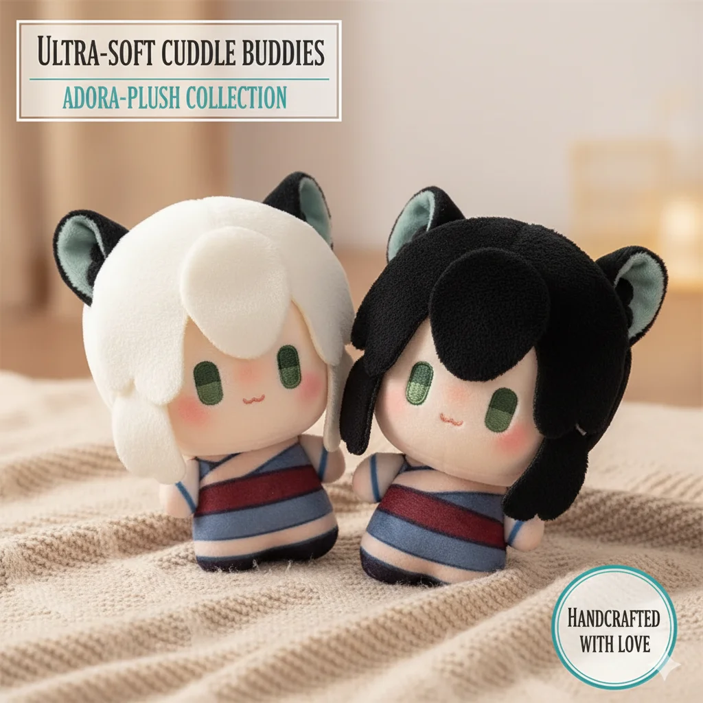 

10 см Luoxiaohei плюшевая кукла маленький черный кот персонаж игрушка аниме тематический подарок для фанатов милые коллекционные кавайные украшения стола