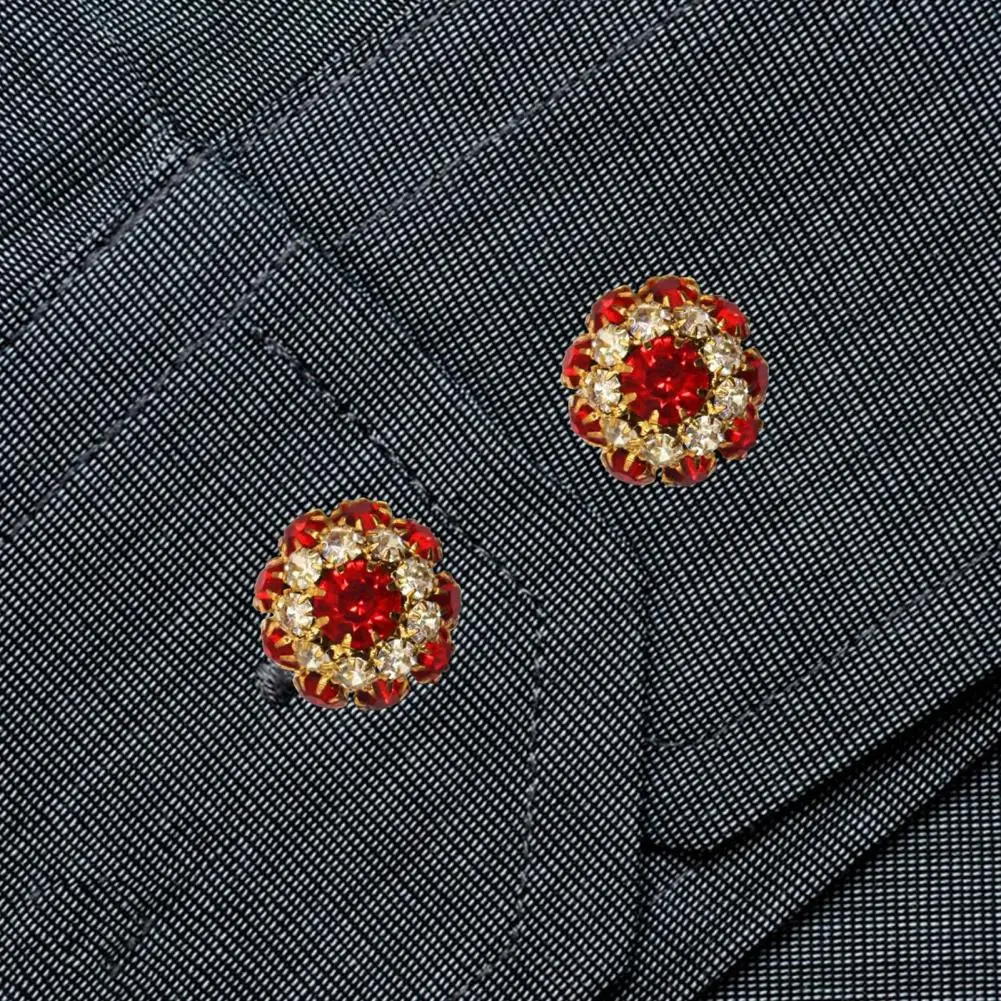Sparkling Cufflinks Metal Cufflinks with Rhinestone Inlay Mushroom Shape Button Covers Diy Clothing Accessories for Shirts