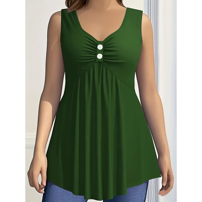 

[Sleeveless] Vacation-ready Women's Solid Color Sleeveless Top