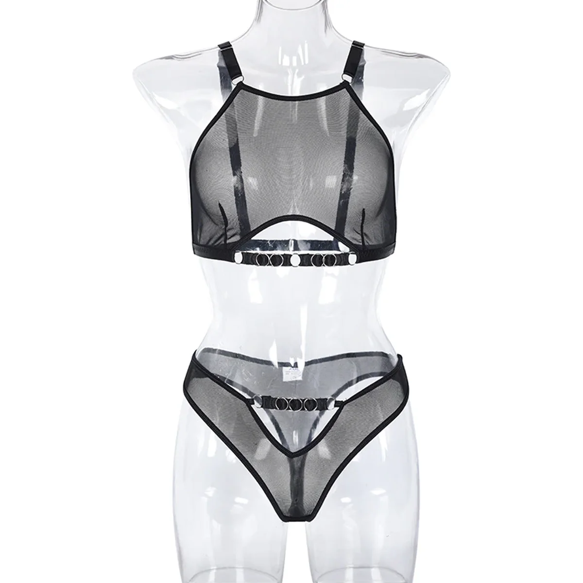 Sheer Mesh Sexy Slim-Fit Women's Two-Piece Cutout Hot Girl Set LG-0032