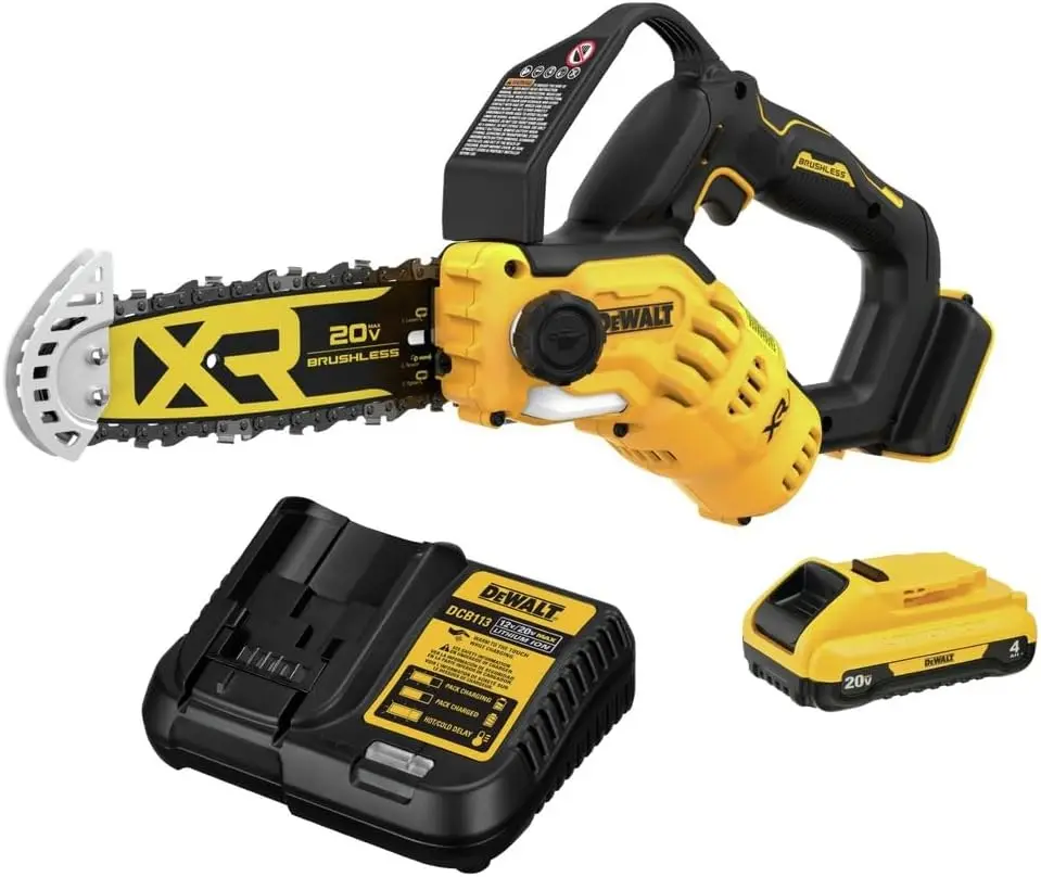 Dewalt Dccs623Bdcb240C-Bndl 20V Max Brushless Lithium-Ion 8 In. Cordless Pruning Chainsaw And 20V Max 4 Ah Lithium-Ion Battery