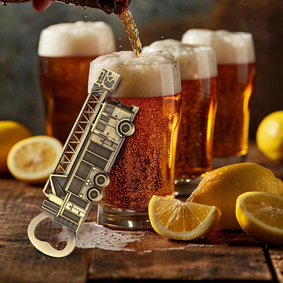 2 Pack Fire Truck Metal Bottle Opener Creative Fire Engine Shape Bar Tool for Home Bar Gift for Firefighters Beer Lovers