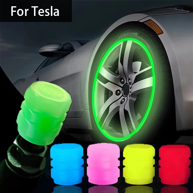 Świecące nakładki na zawory opon samochodowych Nakładka na piastę opony motocyklowej Dekoracja dla Tesla Model 3 Y 2022 S X Cybertruck Juguete Roadster