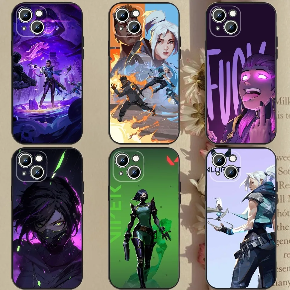

V-Valorante Phone Case Phone Case For Apple iPhone 15,14,13,12,11,XS,XR,X,8,7,Pro,Max,Plus,mini Silicone Black Cover
