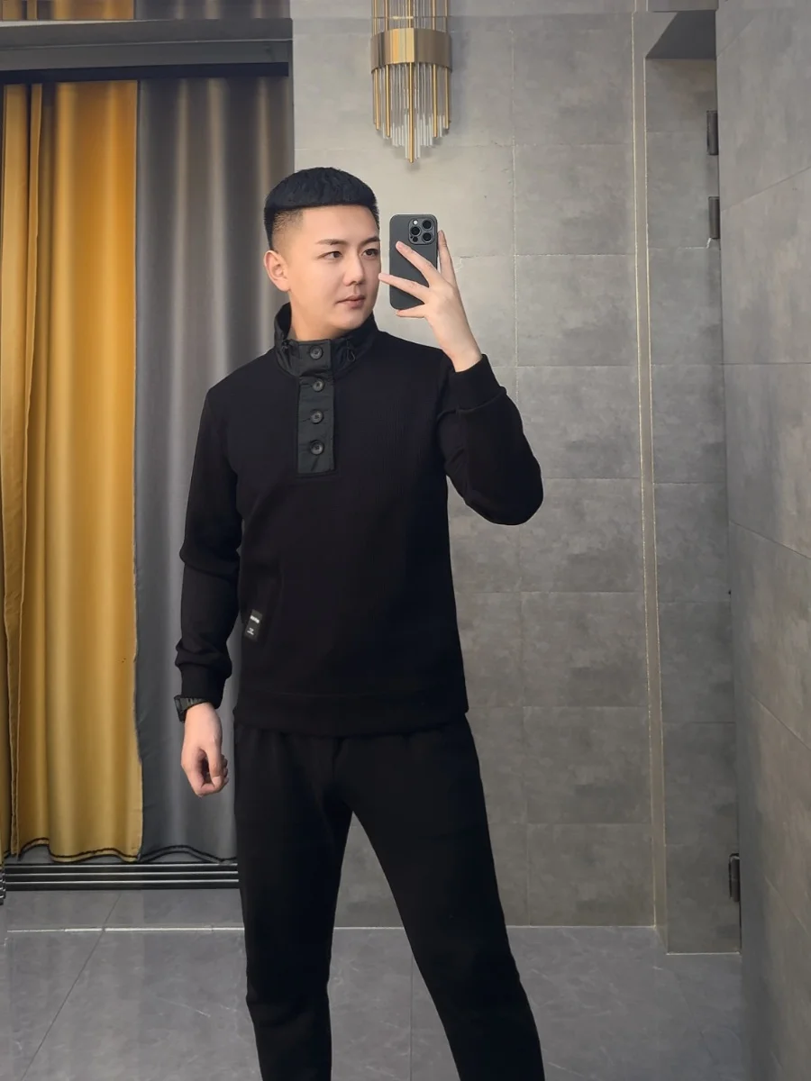 

Мужской свитшот с высоким воротником и длинными рукавами, повседневный свободный крой, осенне-зимняя модная уличная одежда, удобный дышащий топ