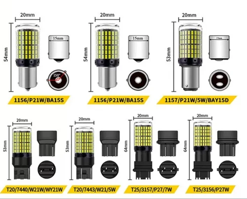 Imagen 2 del producto 2 uds 1156 BA15S P21W BAU15S PY21W T20 7440 W21W 3157 1157 P21/5W W21/5W bombillas LED 144smd lámpara Led CanBus para luz de señal de giro