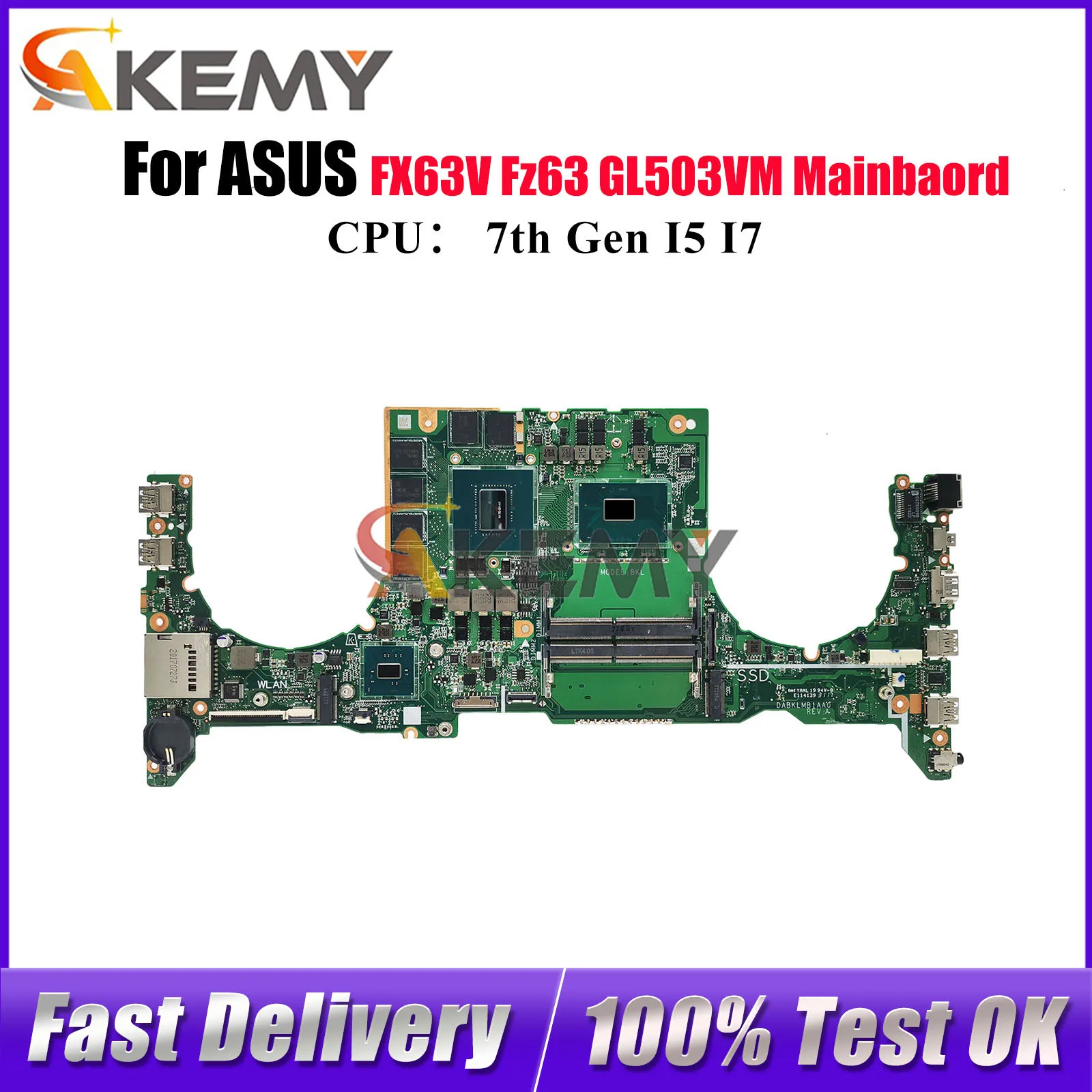 

Материнская плата для ноутбука GL503VM для ASUS ROG Strix GL503V FX63V Fz63v GL503VM, материнская плата для ноутбука с процессором I5 I7, 100% тестирование, ОК, быстрая доставка