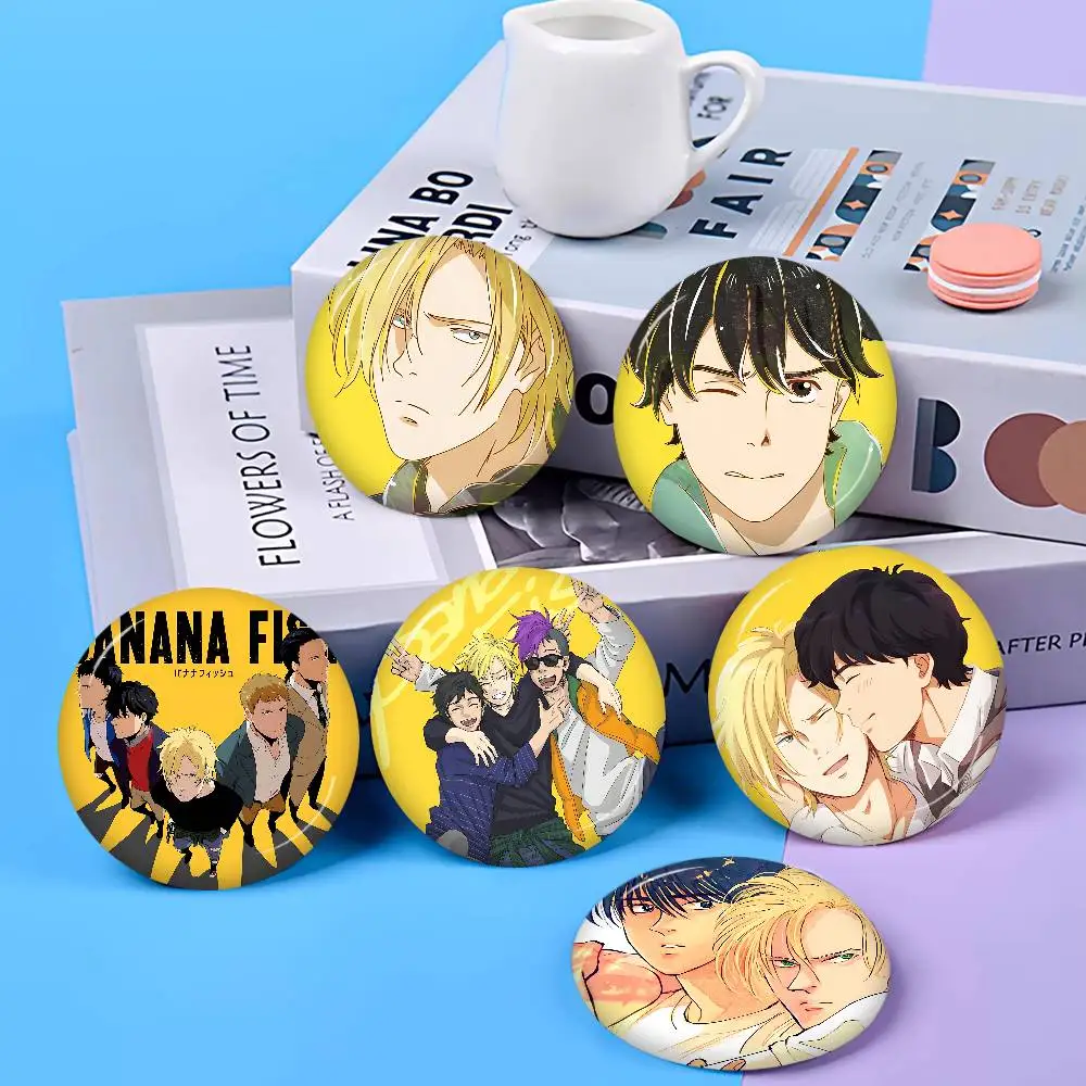 Anime Banana Fish Trio Creative Tinplate Soft Button Pins Animal Icon Brooch Lapel Backpack Badge Accessories Pin