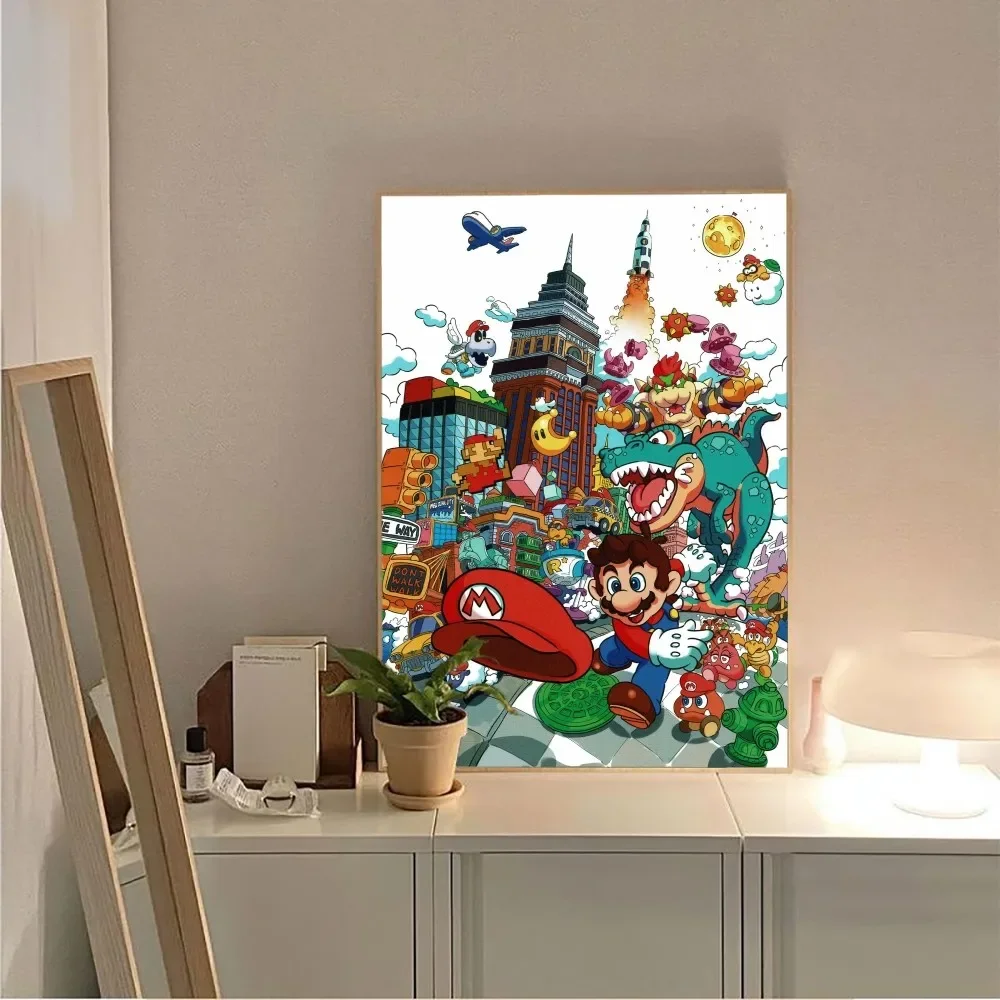 Amine Super Mario Cartoon Poster No Framed Poster Kraft Club Bar Paper Vintage Poster Wall Art Painting Bedroom Study Stickers