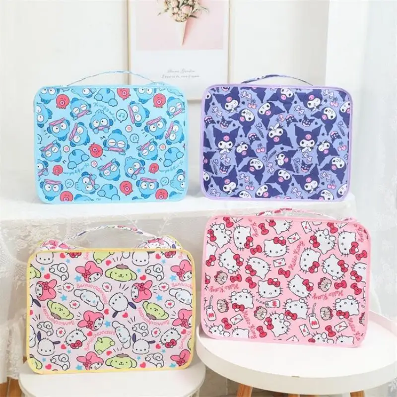 6 Pcs Kawaii Sanrio Hello Kitty Storage Bag Cartoon Kuromi My Melody Cinnamoroll Pochacco Portable Large Capacity Travel Storage