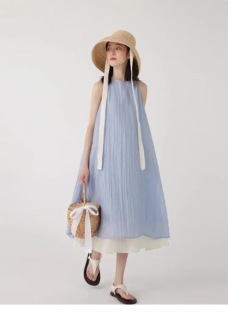 Vestidos sem mangas feminino y2k rosa outono a céu aberto oco perspectiva pura ilusão transparente sensual all-match