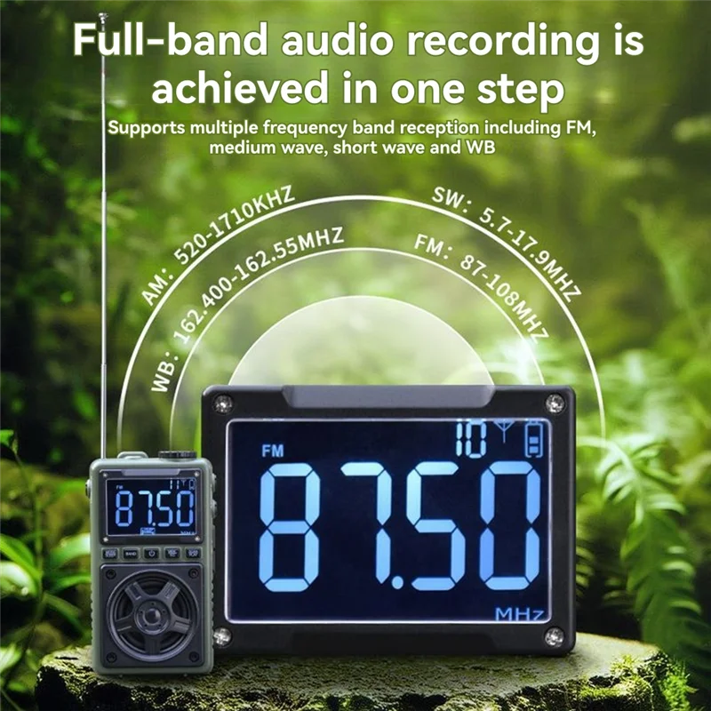 B04B-Bluetooth Enabled Mini Handheld AM/FM Radio Digital Full Band Portable Pocket Radio For Seniors Card