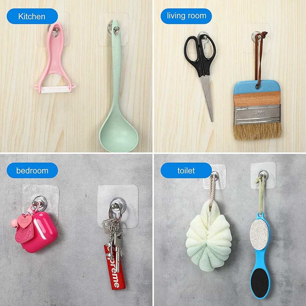 10/20Pcs Adhesive Wall Hooks Photo Frame Rack Screw Holders Poster Picture Door Hanger Kitchen Bathroom Punch Free Screw Hooks