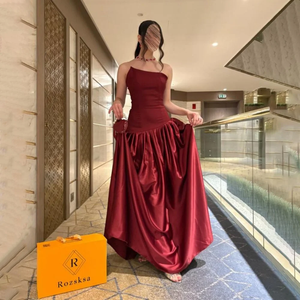 

Изысканное женское платье для выпускного вечера с рюшами по индивидуальному заказу, очаровательное вечернее платье трапециевидной формы без бретелек с оборками, женское вечернее платье