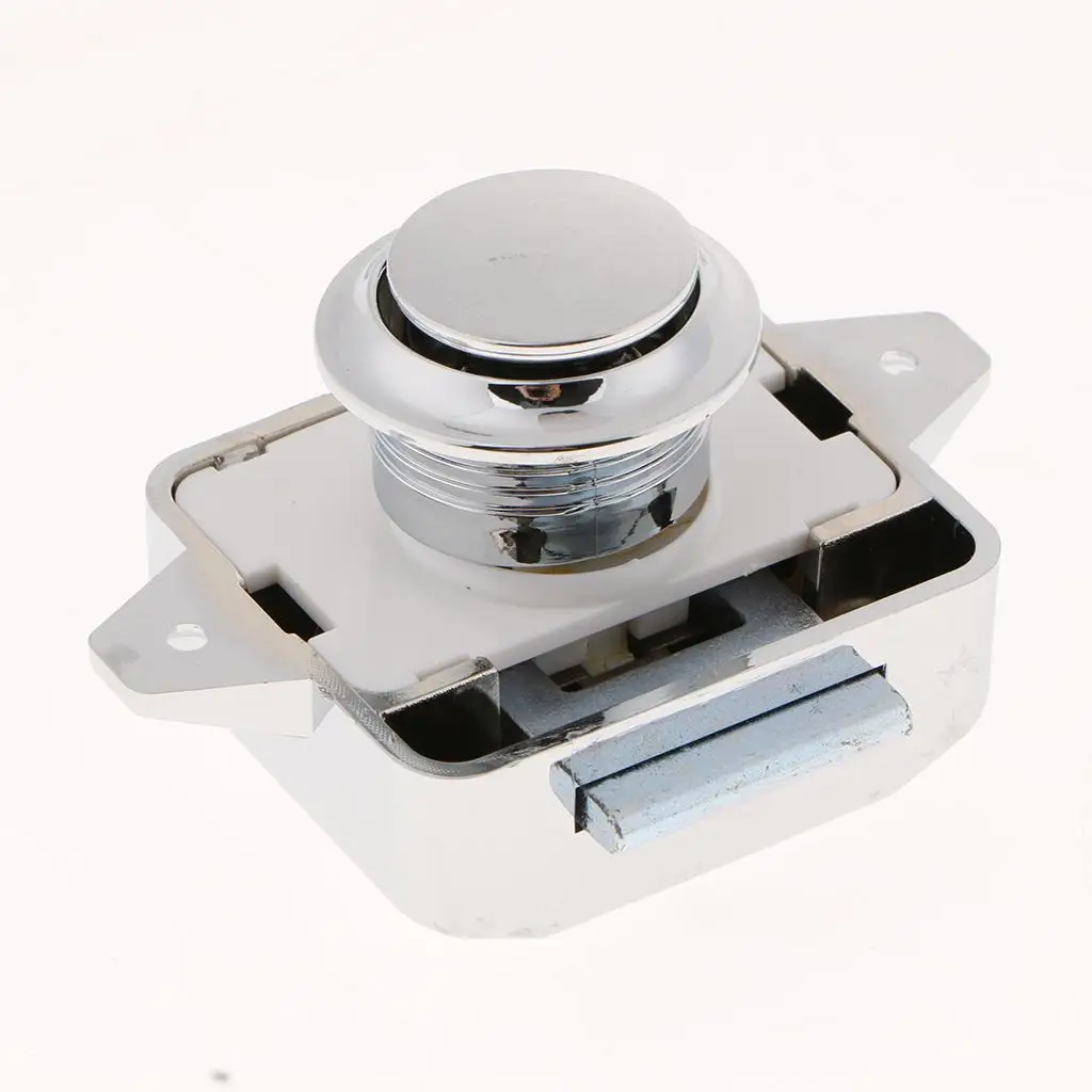 Drawer Cupboard Door Catch Lock Push Latch Knob with Saddle Screws Silver Zinc Alloy Push Button Lock for Cabinet
