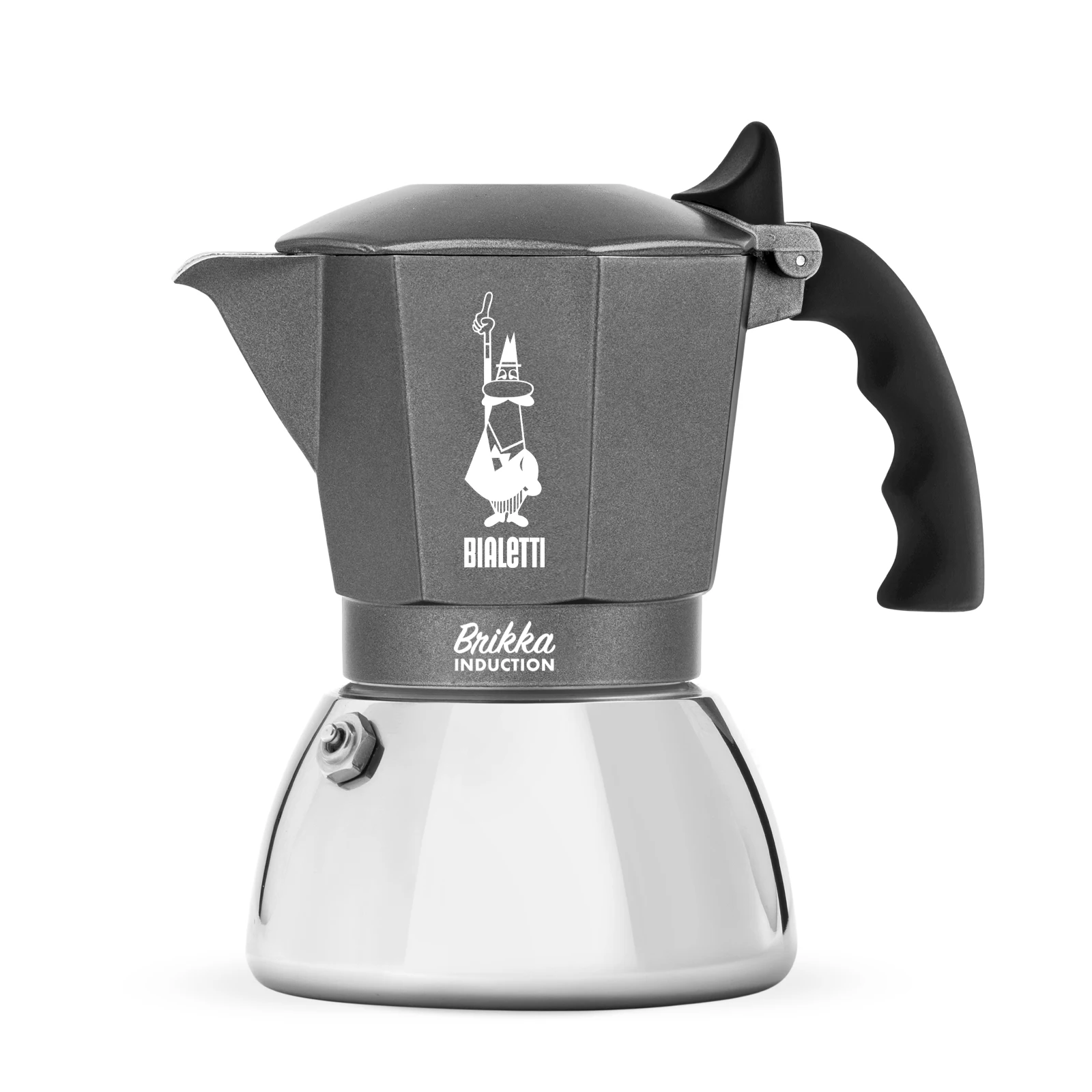 Cafetera Italiana Bialetti Brikka de 4 Tazas para Inducción - Acero Inoxidable, Café Espresso con Cremosidad de Bar, 160 ml