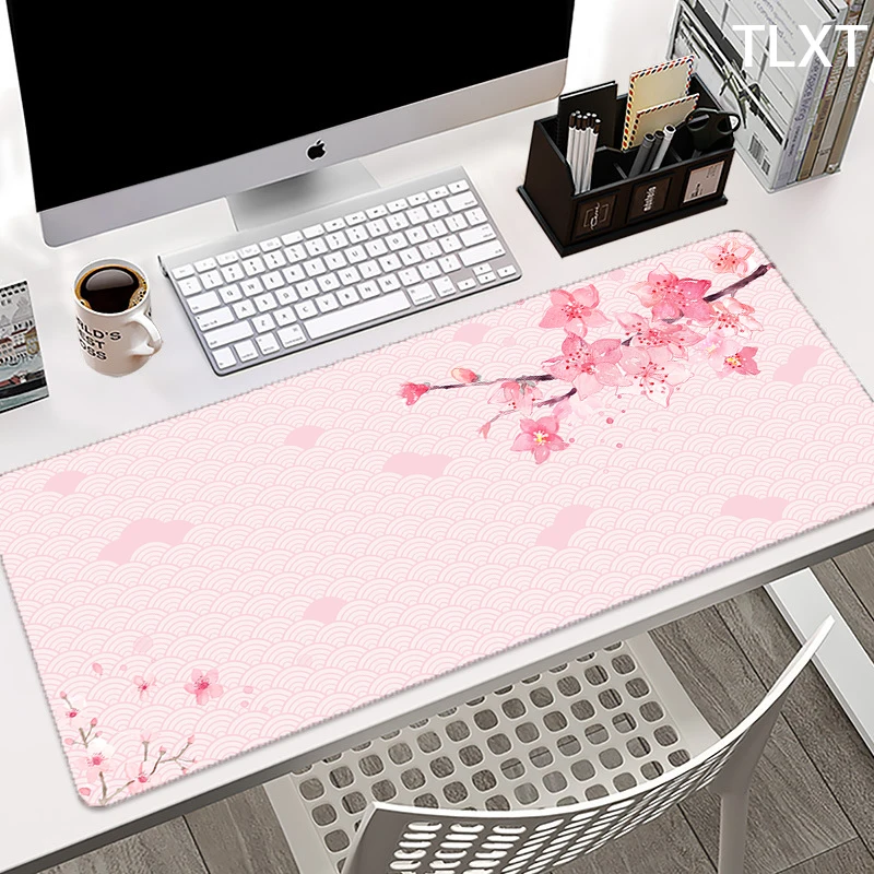 Mouse Pad Rosa Cereja Mesa Tapete Mousepad Mat Teclado Do Computador De Mesa Grande Tapete de 500x1000mm Grande Mouse Pad Gamer Lovly Tapete de rato