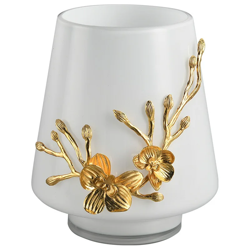 

French cream style simple flower decoration vase white glass ornament flower arrangement ornament desktop hydroponic flowers