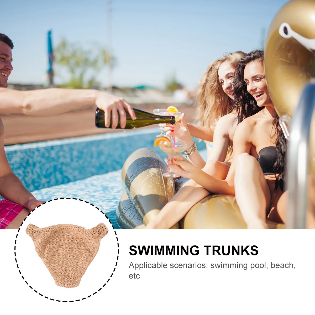 

1Pcs Knitted Shorts Women's Stylish Low Rise Beachwear Breathable Bikini Briefs for Summer Swimming Pool Seaside Wear (Khaki S)