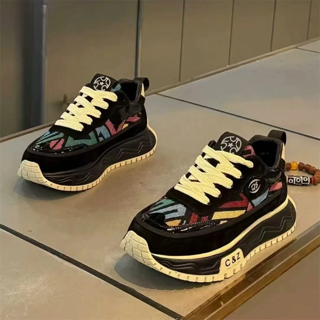 

Spring 2026 Men's Versatile Casual Embroidered Sports Shoes Youthful Agan Dad Shoes Low Cut Breathable Mesh Lined Fashionable