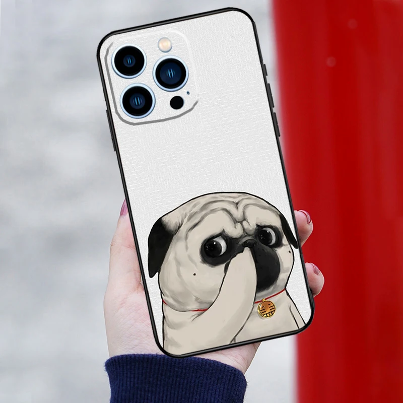 Pug Dog Funny Cartoon Case For iPhone 15 14 XR X XS Max Plus SE2 11 12 13 16 Pro Max Cell Phone Cover Casing Coque