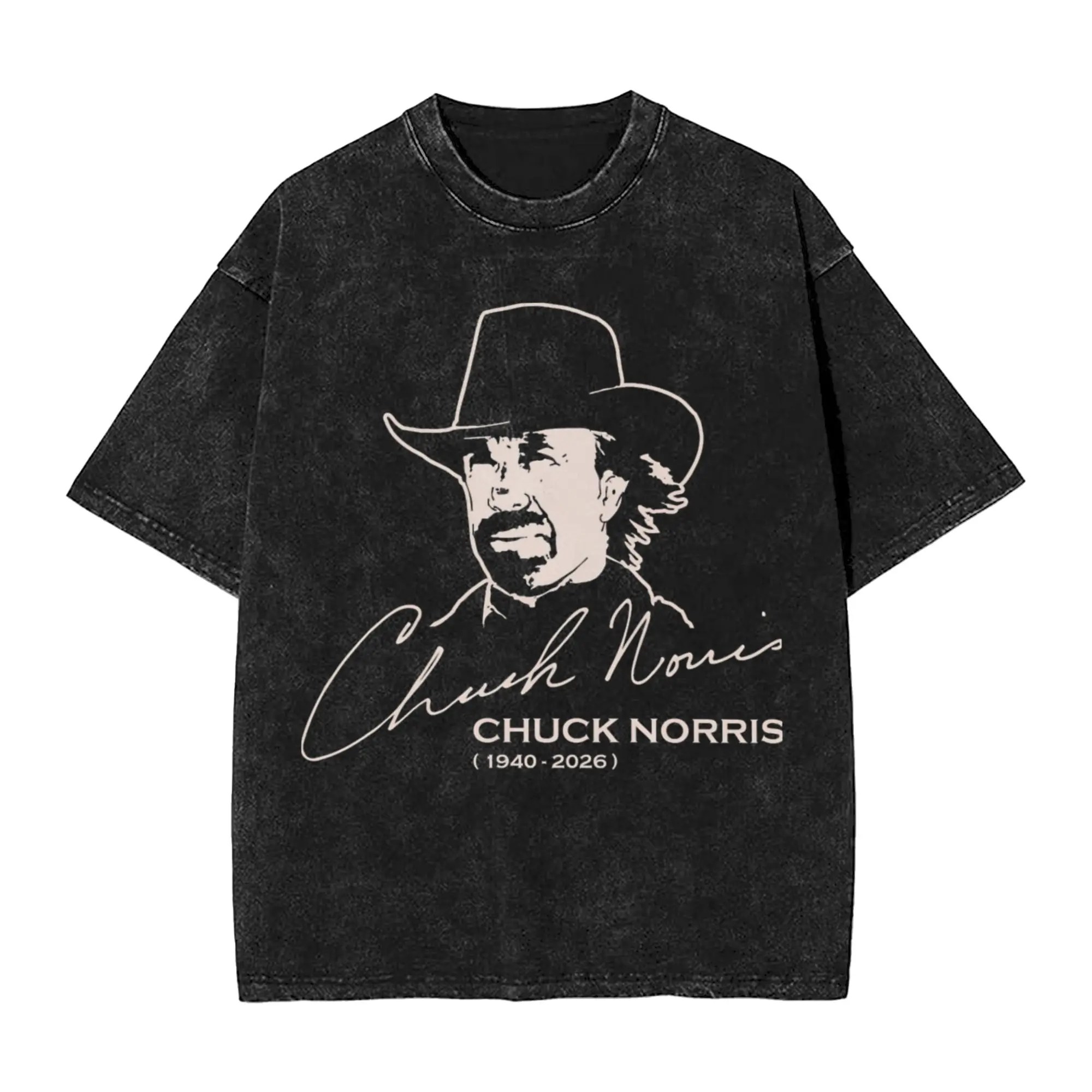 Chuck Norris Martial Artist Washed T Shirts Streetwear Hip Hop T-Shirts  Tees Tops Men Women 100% Cotton Harajuku Printed