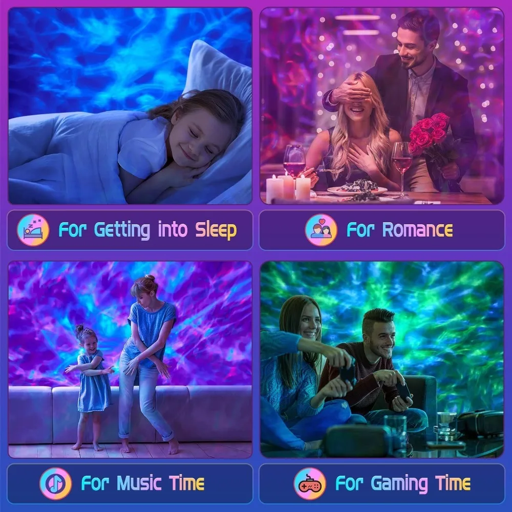 Proyektor Lampu Malam White Noise untuk Kamar Tidur, Proyektor Musik Bluetooth Lampu Langit-langit, Lampu Galaksi Skyligh dengan Timer Remote