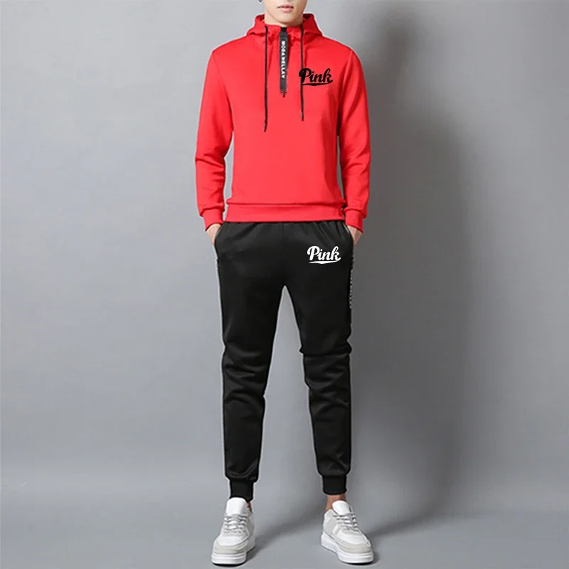 Casual Sweatshirts for Men Sweat Pants Hoodies Jogging Printing Half Zipper Tops Hot Sales Daily Sports 2024 New Men\'s Clothing