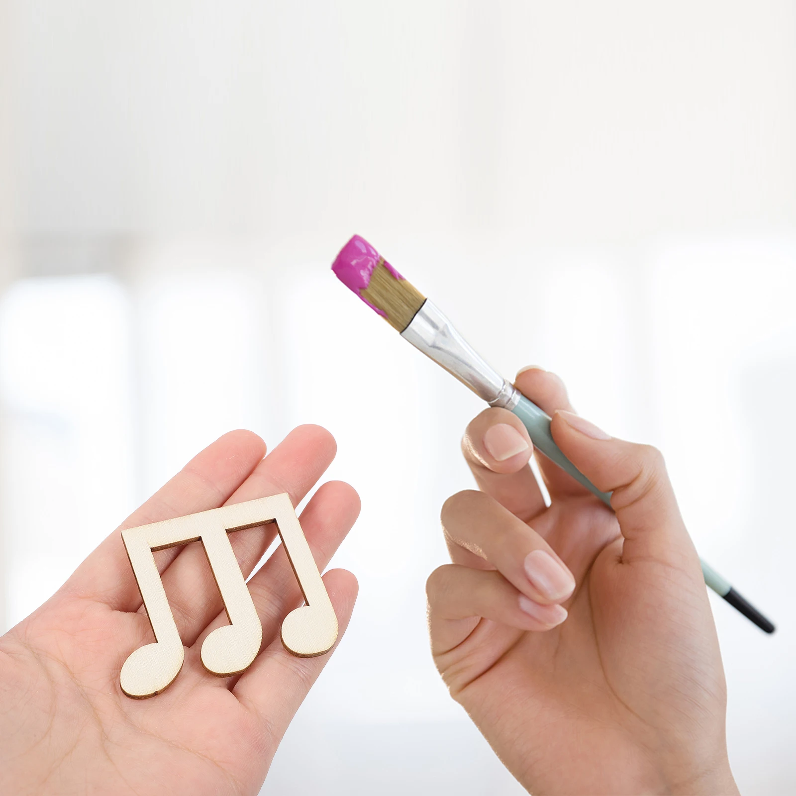 

50 Pcs Music Note Decor Unfinished Wood Ornaments 55MM High Wooden Color DIY Craft Home Wall Hanging Accessories