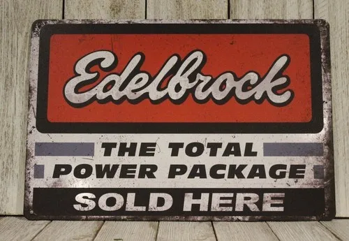 Edelbrock Racing Cylinder Heads Tin Sign Metal Garage Man Cave Mechanic