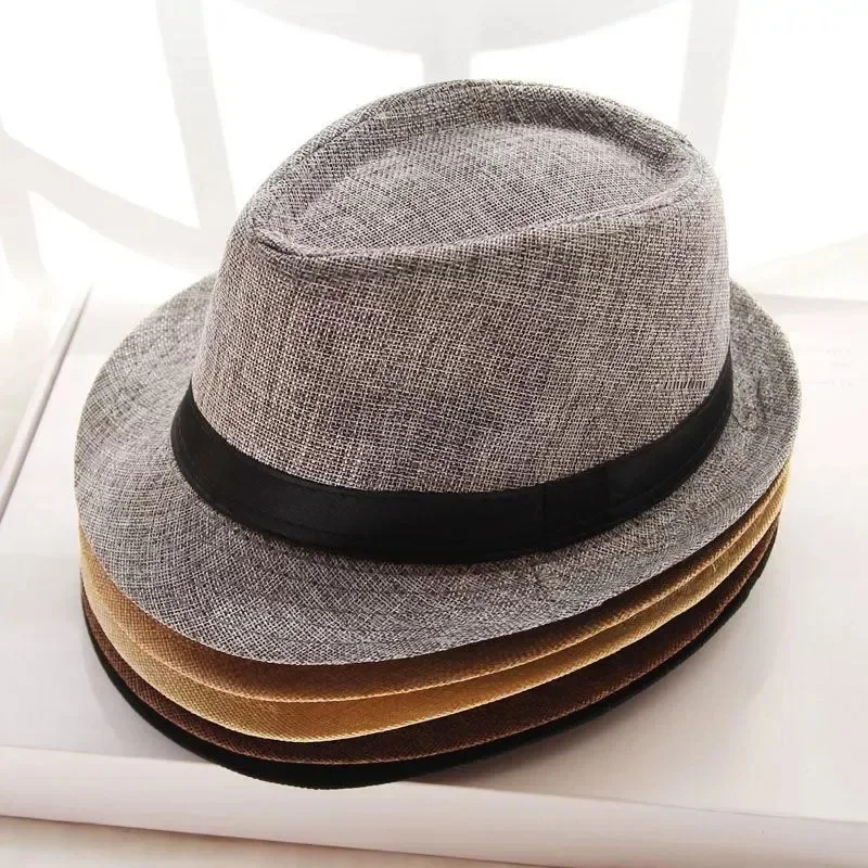 

Summer Unisex Jazz Hat - Breathable Hat, Straw-Like Fedora for Beach, Retro British Style