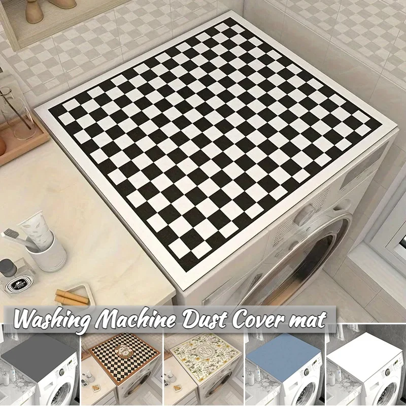 

Vintage Checkered Washing Machine Dust Proof Cover Pad Quick-Dry Absorbent Protective Top Mat for Washer Oven Dryer Home Decor