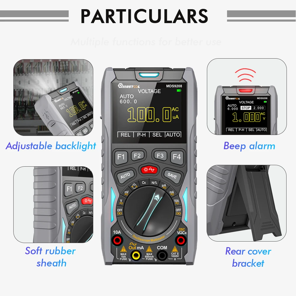 High Efficiency Oscilloscope Multimeter Signal Generator 12MHz 50Msps Portable High Storage Capacity Low Power Consumption