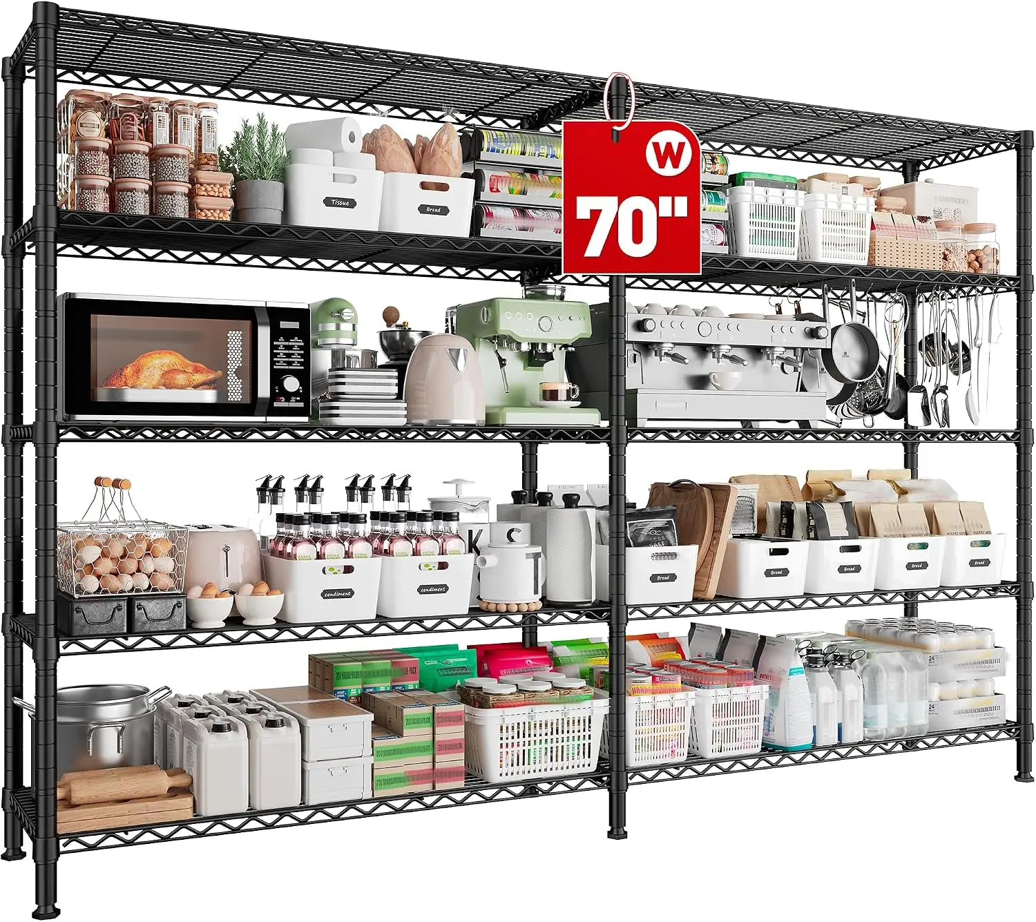 70 Inch W Storage Shelves 1600LBS Heavy Duty L H Shaped Garage