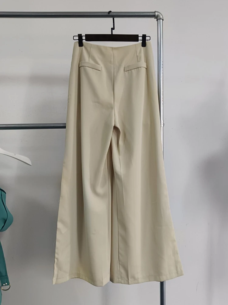 Imagem -06 - Galcaur-calça Casual de Perna Larga Feminina Cintura Alta Ruched Minimalista Moda Feminina Estilo de Roupa Nova Verão 2023