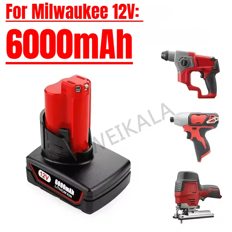 Pro nářadí Milwaukee 12V M12 12V 6Ah Li-ion baterie M12B6 XC 6.0Ah Akumulátorové vrtačky Li-ion baterie 48-11-2402 - náhled 3