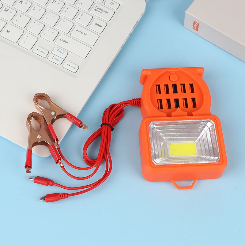 Premier 12V 24V to 5V 10-USB Port Adapter, 3.4A Output with Battery Clip for Emergency Phone Charging