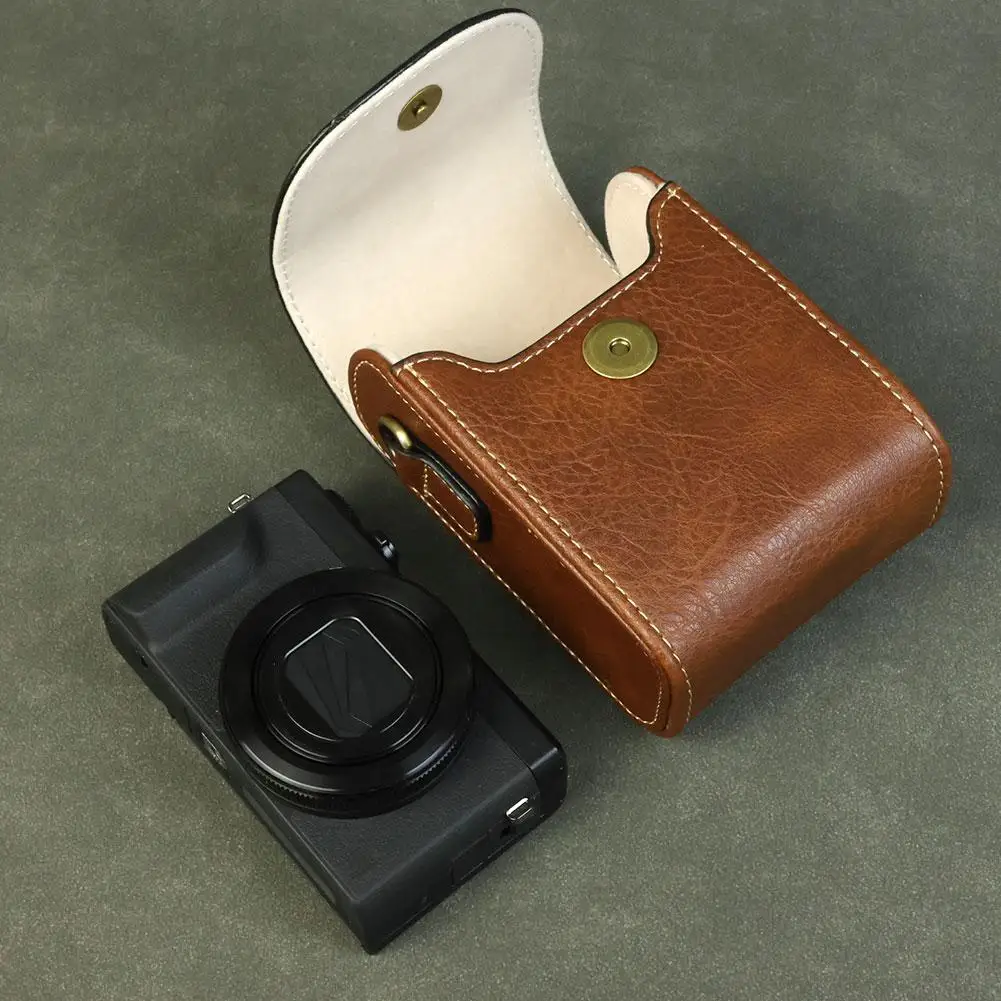 Universal Leather Camera Bag For Lumix ZS99/TZ99 Sony ZV1M2 Canon SX730/740 Crossbody Bag Shoulder Camera Storage Bag