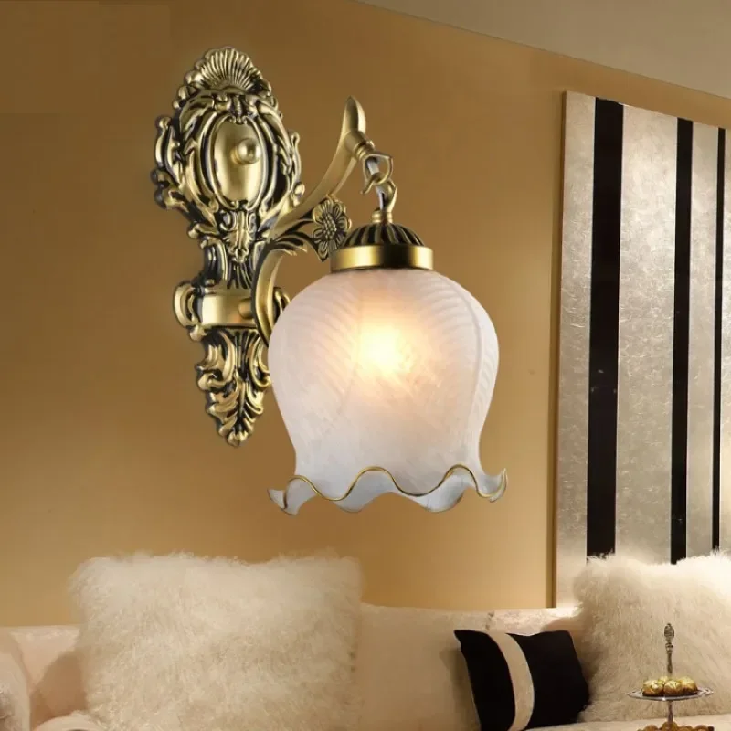 

European LED Retro Wall Lamp Vintage Glass E27 Lampada Bedroom Bedside Sconces Living Room Stair Home Decor Wall Lights Fixtures