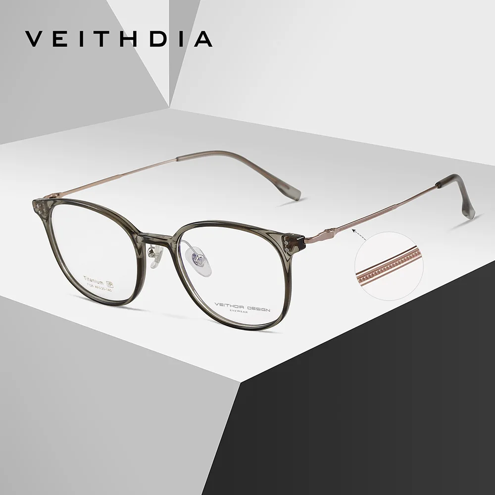 

VEITHDIA оптические очки для мужчин и женщин, титановая + оправа TR90, настраиваемые линзы по рецепту, компьютерные очки для близорукости 7126