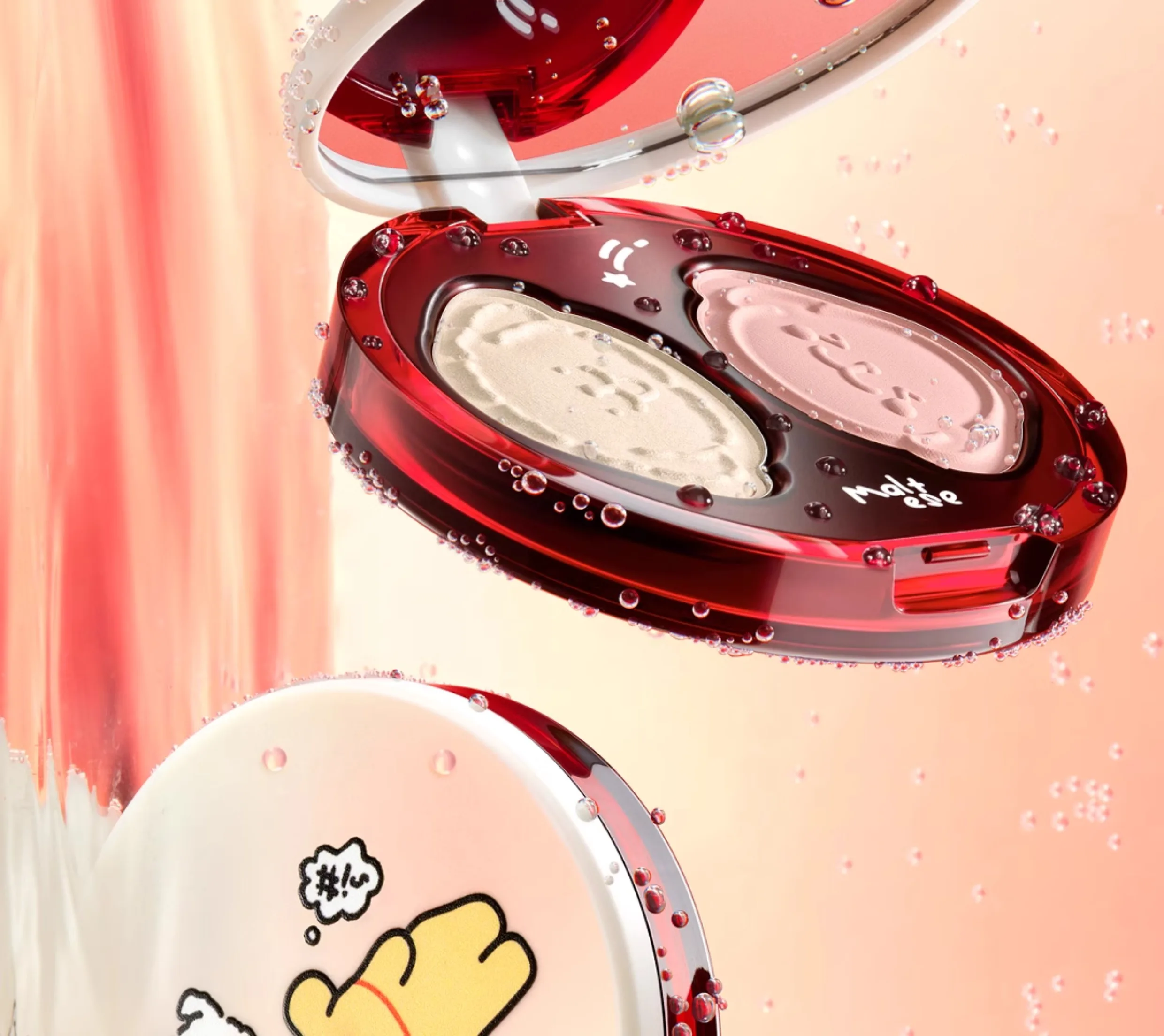 LITTLE ONDINE Highlight Blush Placa de pó multiuso fosco iluminando linhas faciais filhote de cachorro série bêbada aberta