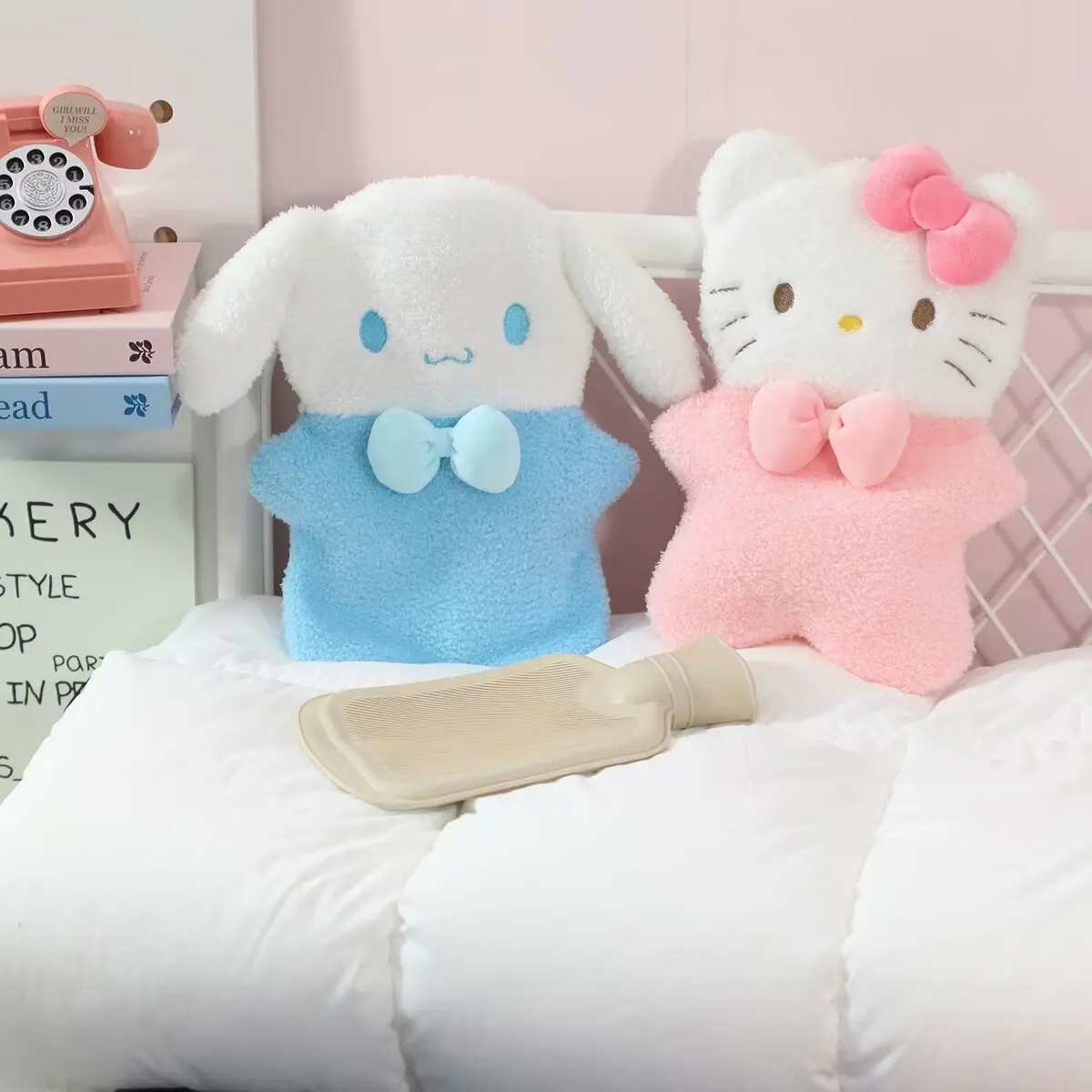 Cute Sanrio Plush Hand Warmer Heat Pack Hello Kitty Kuromi Cinnamoroll My Melody Bag Hot Water Bottle Christmas Gift