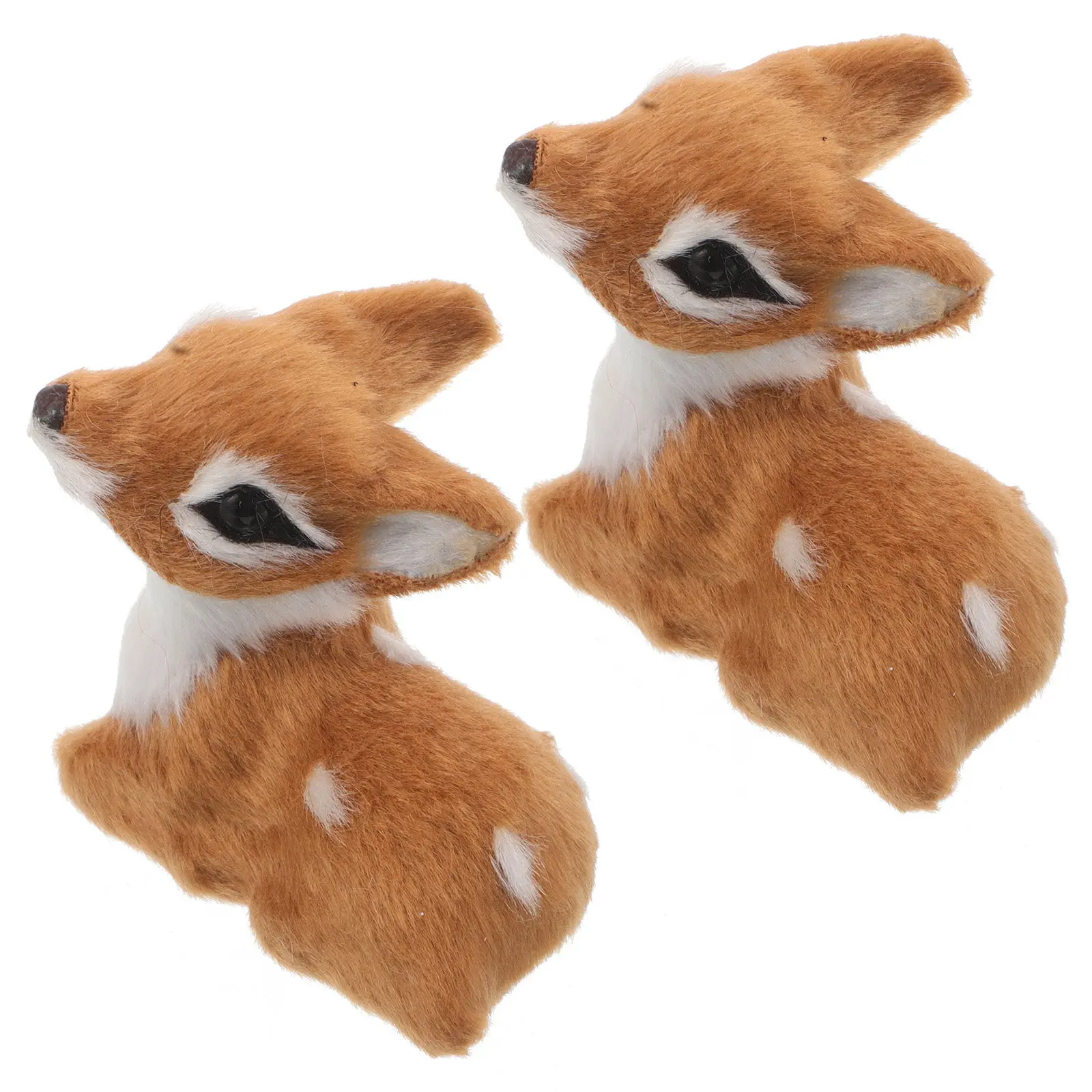 2Pcs Christmas Reindeer Soft Simulation Small Deer Sculptures Holiday Tabletop Centerpiece Fireplace Shelf Indoor Decoration
