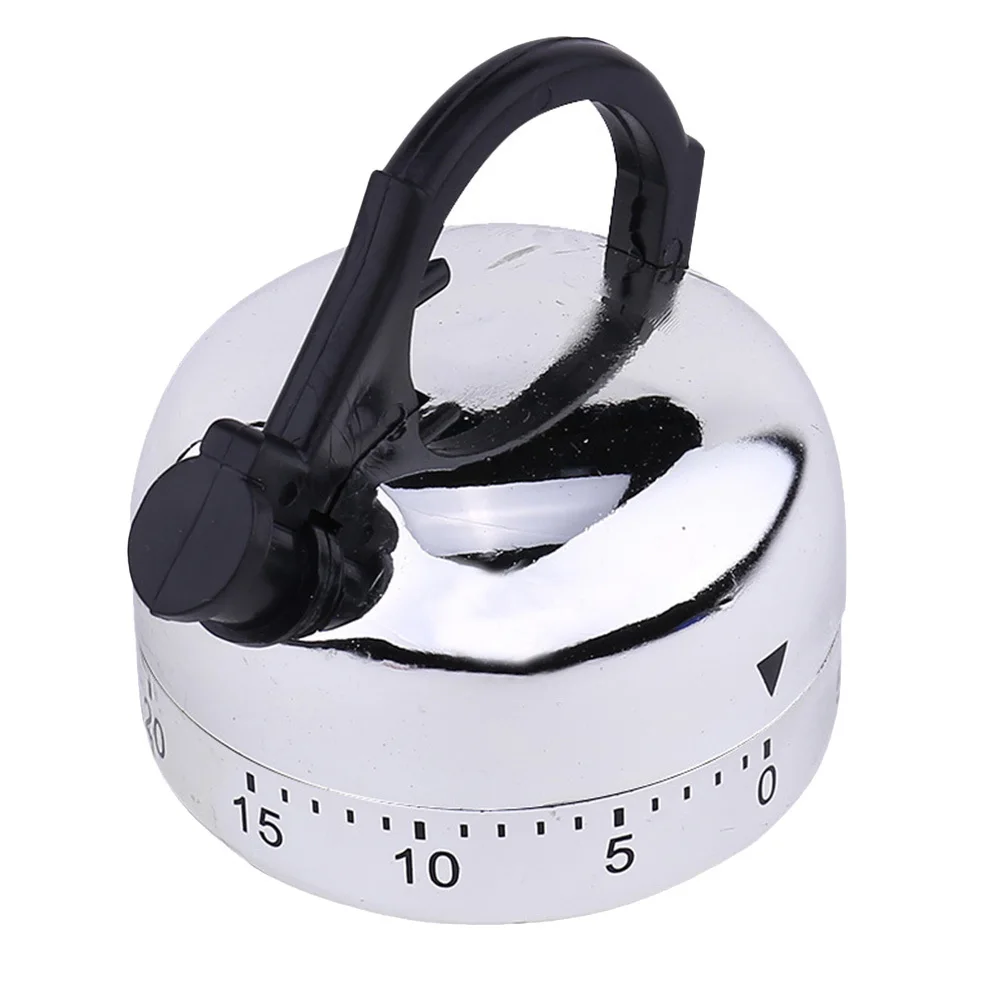 

Mechanical Kitchen Timer Silver Kettle Design Household Cooking Time Manager Baking Reminder Kitchen Timer No Needed