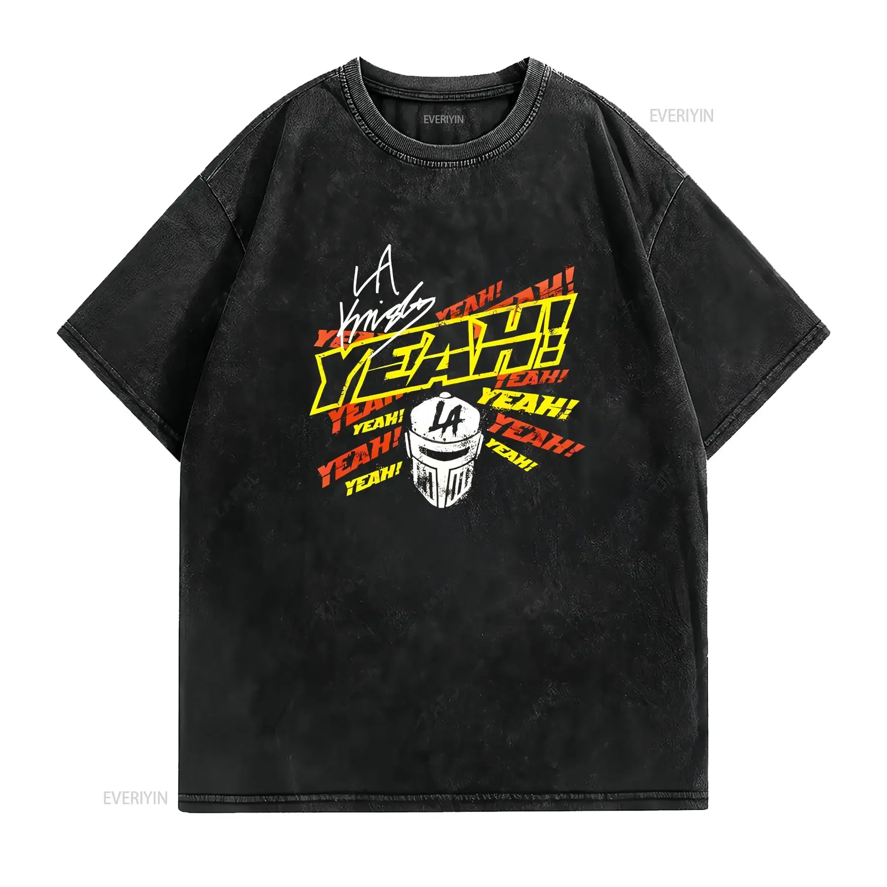 LA Knight Yeah T Shirt vintage Washed Stretched Comfortable Casual Top For Everyday Wear Unisex fashion Slightly